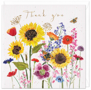 Cheerful Sunflower & Beautiful Butterflies Thank You Card